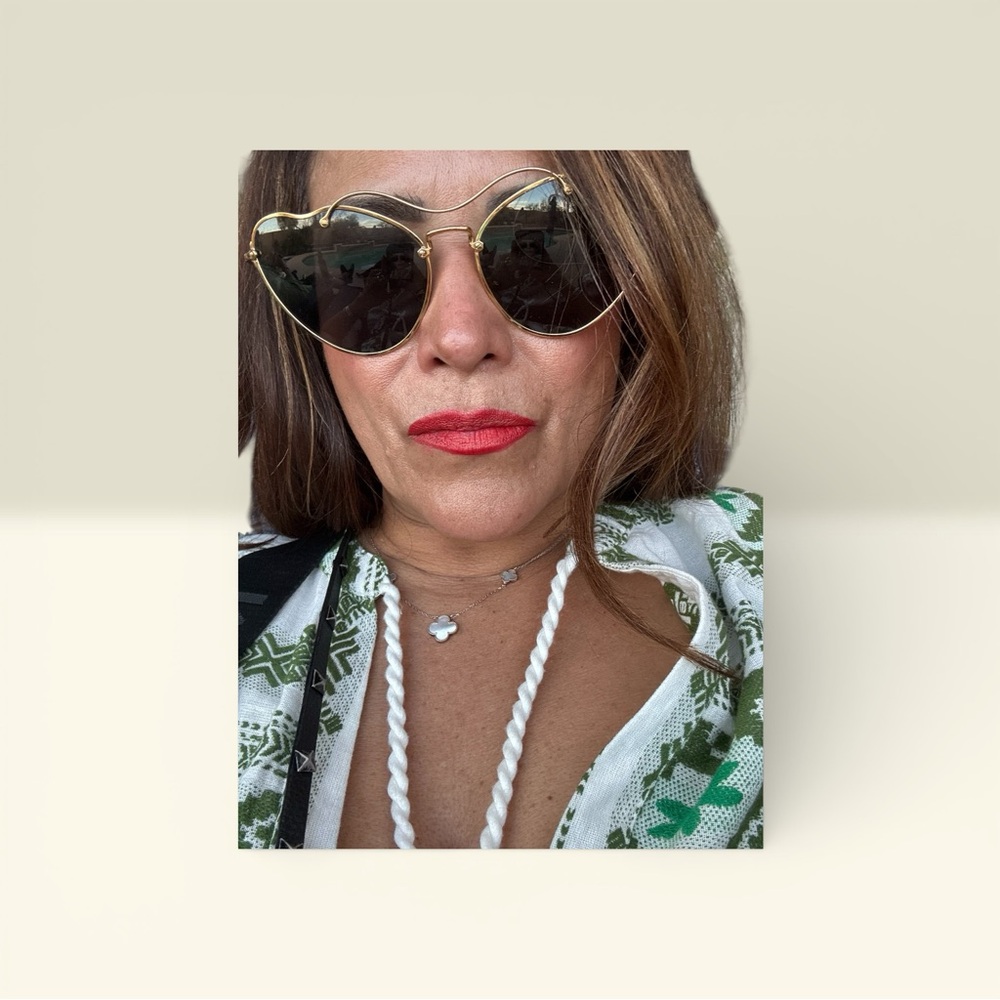 Miu Miu Heart-Shaped Black and Gold Sunglasses